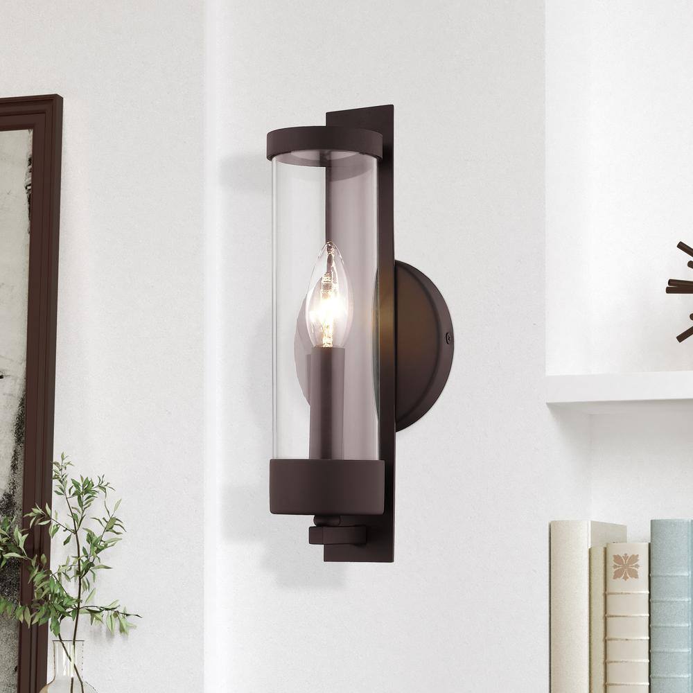 Castleton Modern Bronze Wall Sconce with Clear Glass