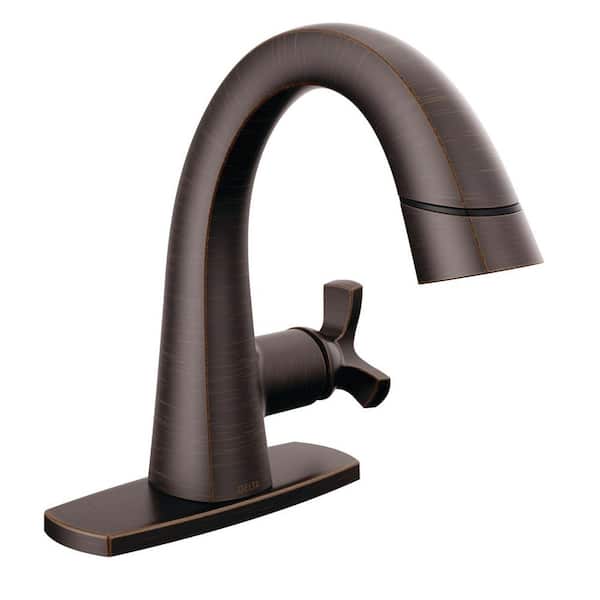 Delta Stryke Single Handle Single Hole Bathroom Faucet with Pull-Down Spout in Venetian Bronze