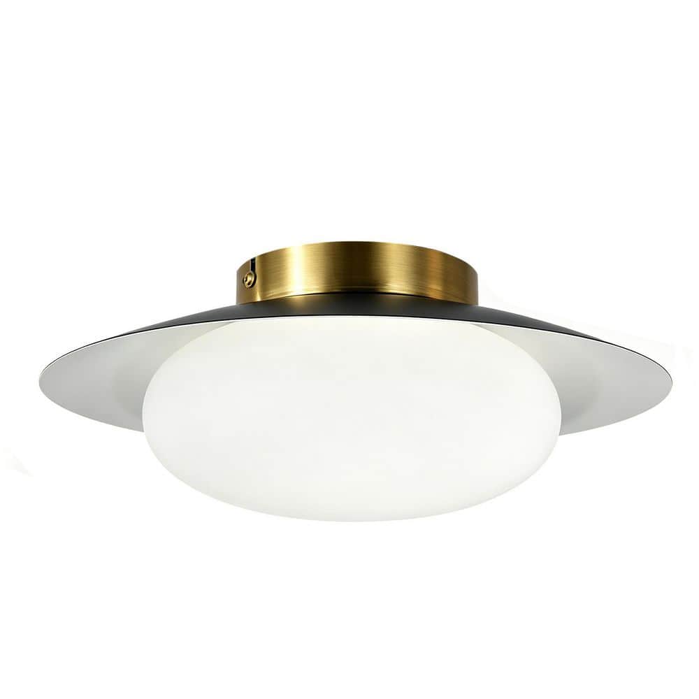 12 in. 1-Light Dome Matte Black and Gold LED Flush Mount Ceiling Light, 4500K Modern Light for Hallway and Bedroom price history on PriceWatchPro