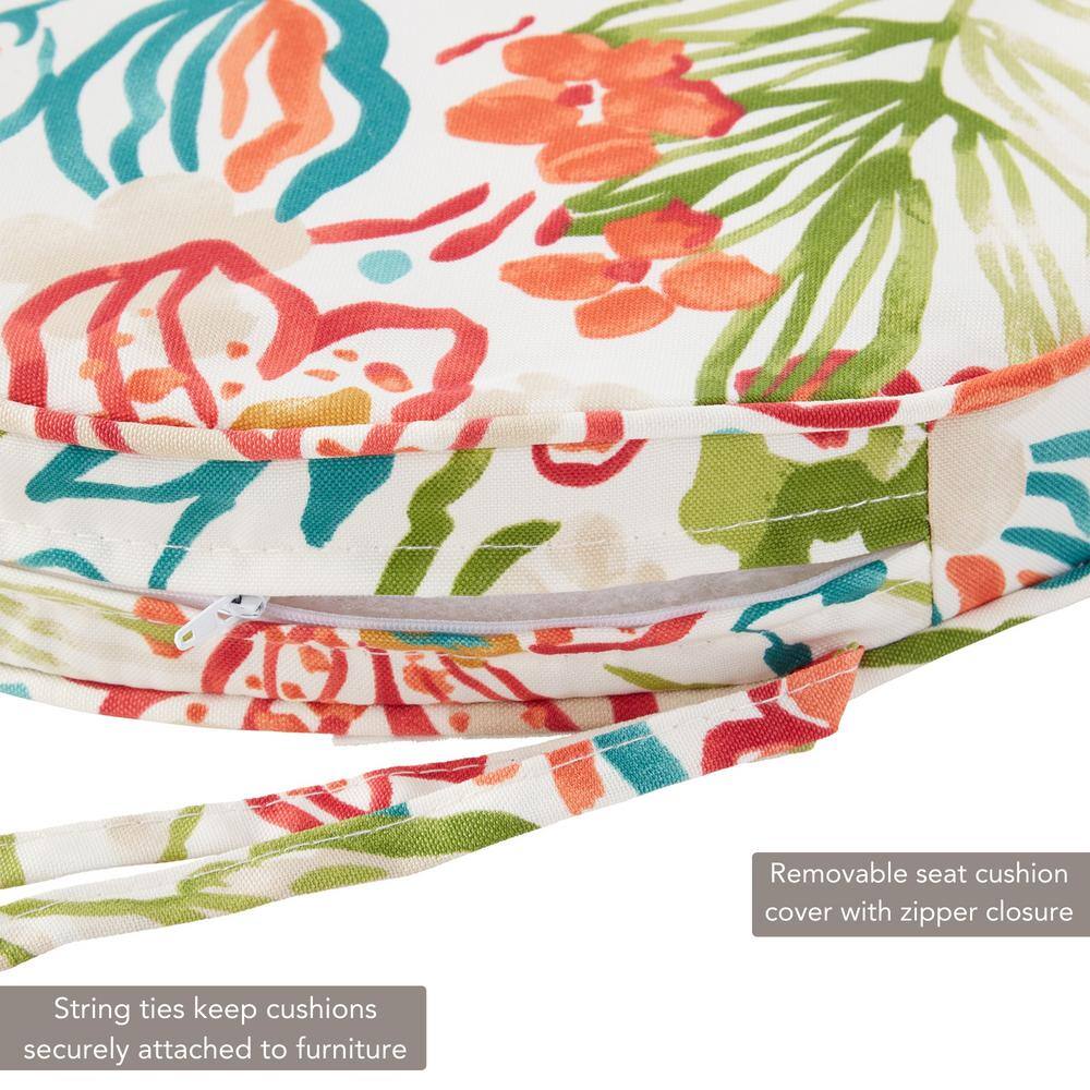 Breeze Floral Round Outdoor Chair Pads Set of 2