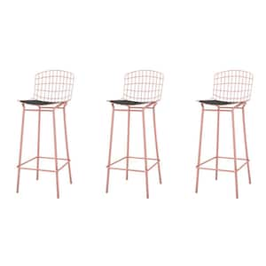 Manhattan Comfort Madeline Rose Gold and Black 27-in to 35-in Bar Stool -  3-Pack 3-198AMC5