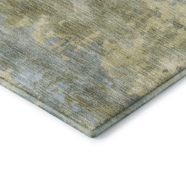 Mayfield Premium Machine Washable Abstract AMF2143 Green 8 ft. x 8 ft. Round Rug
