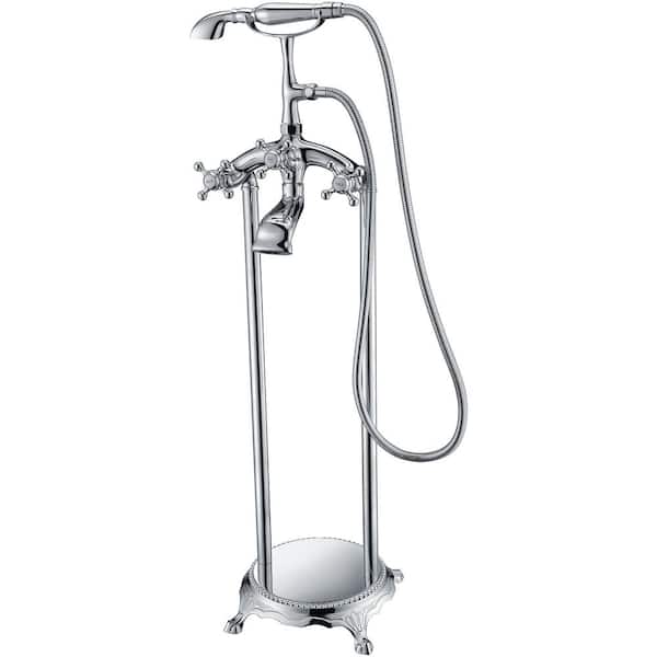 Suni 3-Handle Claw Foot Tub Faucet with Hand Shower in Polished Chrome