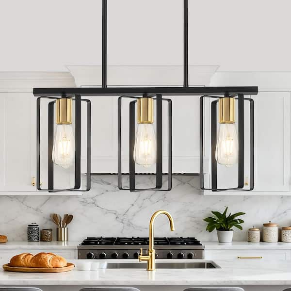 【3個】KSIHIMA PENDANT LIGHT GEM-6961 Black ZSMIHDOH 3-Light Modern Farmhouse Black Metal Kitchen Island