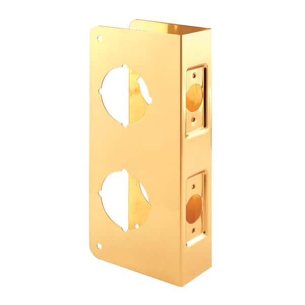 Prime-Line 1-3/4 in. x 9 in. Thick Solid Brass Lock and Door Reinforcer, 2-1/8 in. Double Bore, 2-3/8 in. Backset