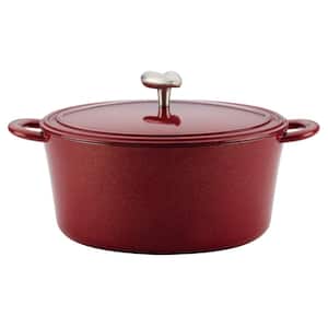 Home Collection 6 qt. Oval Cast Iron Dutch Oven in Sienna Red with Lid