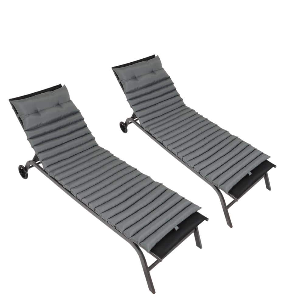 24 in. x 73 in. Replacement Outdoor Chaise Lounge Cushion in Gray (2-Pack) price history on PriceWatchPro