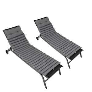 24 in. x 73 in. Replacement Outdoor Chaise Lounge Cushion in Gray (2-Pack)