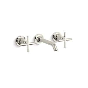 Purist 8 in. Widespread Wall Mount 2-Handle Bathroom Faucet Trim Kit with Cross Handles in Vibrant Polished Nickel