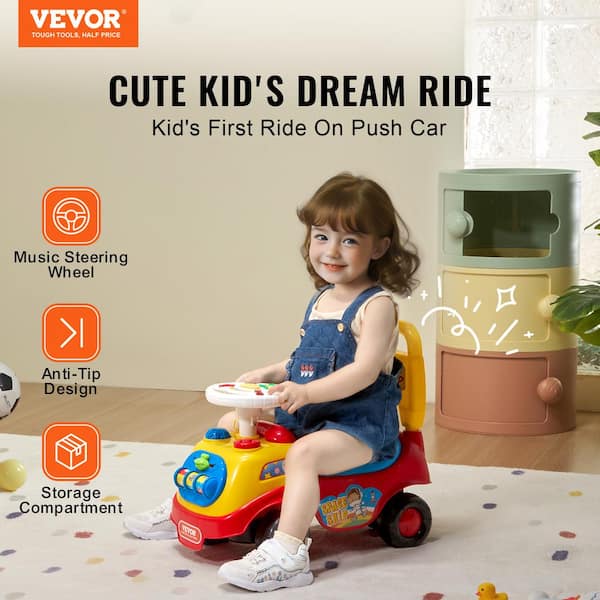 Ride On Push Car for Toddlers Ages 1-3，Sit to Stand Toddler Ride On Toy, Classic Kids Ride On Car with Music