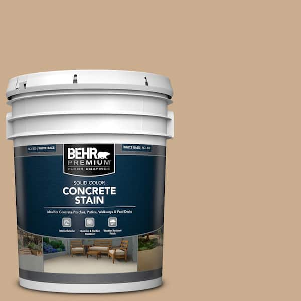 BEHR PREMIUM 5 gal. #PFC-23 Tan Solid Color Flat Interior/Exterior Concrete Stain