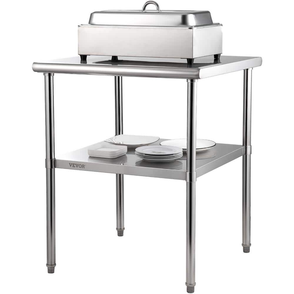 Heavy Duty Stainless Steel Kitchen Prep Table with Adjustable Undershelf