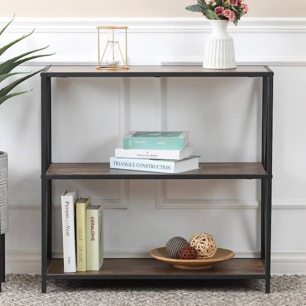 3 Shelf Wide Standard Bookcase Whif1345, Short And Wide Wooden Bookcase