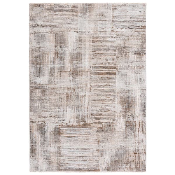 Finely Modern 9 ft. x 12 ft. Ivory/Beige Geometric Distressed Area Rug