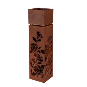 Tall Rust Metal Sunflower Planter with LED Lights