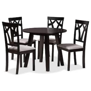 Derya 5-Piece Wood Top Grey and Dark Brown Dining Set