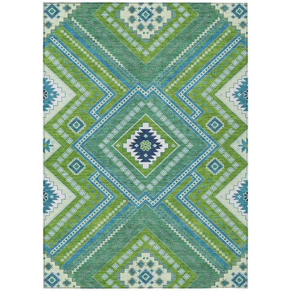 Chantille Machine Washable Indoor/Outdoor Abstract ACN1010 Lime 3 ft. x 5 ft. Area Rug
