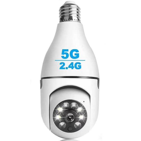 Etokfoks 2K Light Bulb Security Wireless Camera: 4MP, 5GHz/2.4GHz, 360-Degree PTZ, Night Vision, Motion Detection (1-Pack)