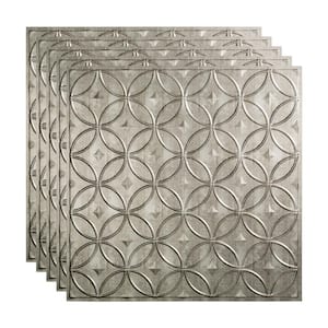 Rings 2 ft. x 2 ft. Crosshatch Silver Lay-In Vinyl Ceiling Tile (20 sq. ft.)