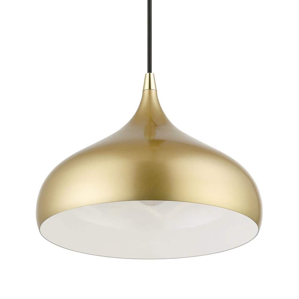 Soft Gold and Polished Brass Teardrop Pendant Light