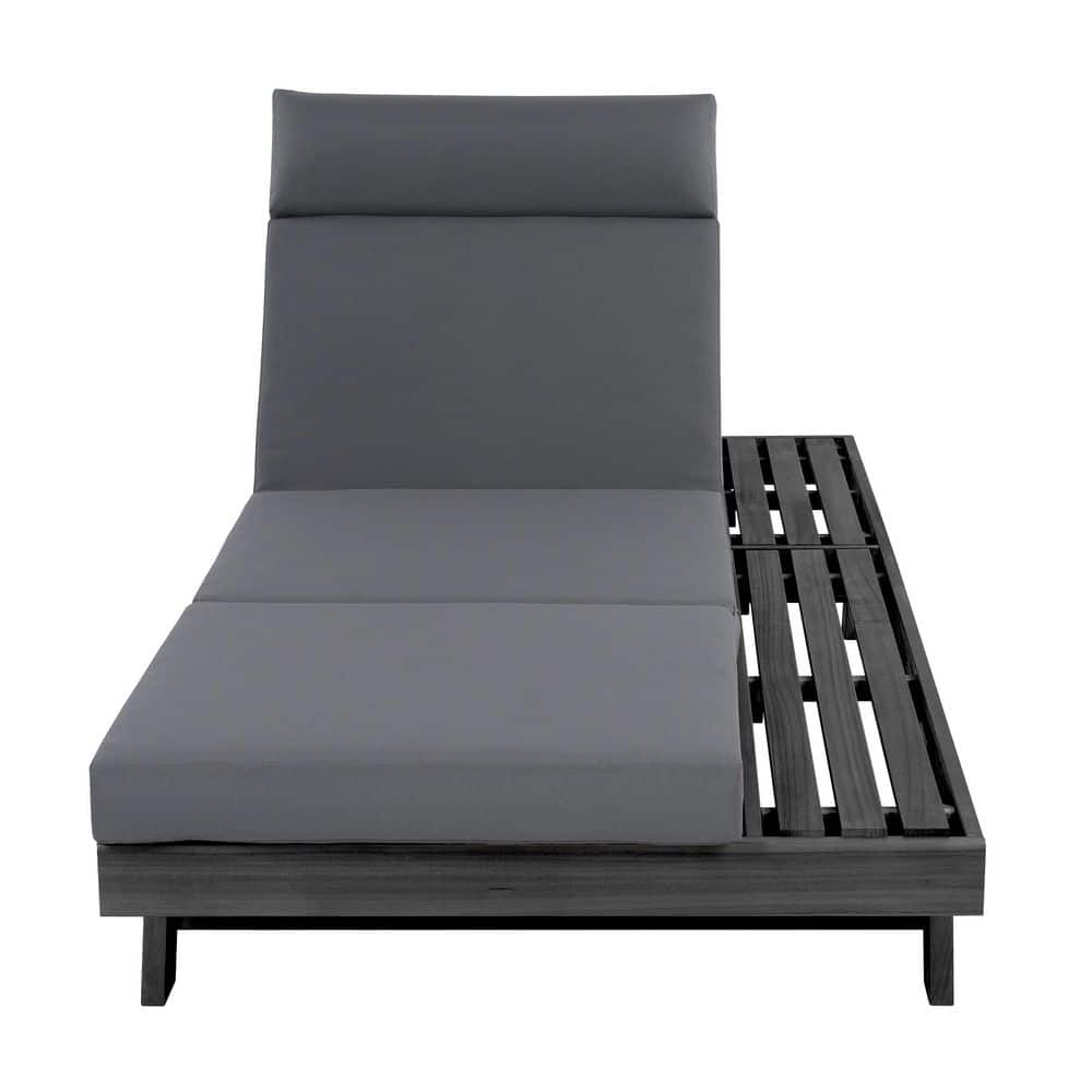 Chaise Lounge with Cushion 79 in. Black Acacia Wood with Water-Resistant Dark Grey Cushion, 4-Position price history on PriceWatchPro