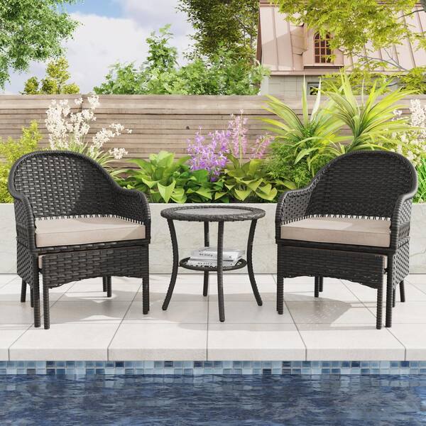 テーブル 5-Piece Wicker Patio Outdoor Bistro Set Conversation Set