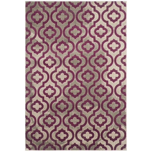 SAFAVIEH Porcello Light Grey/Purple 5 ft. x 8 ft. Floral Area Rug