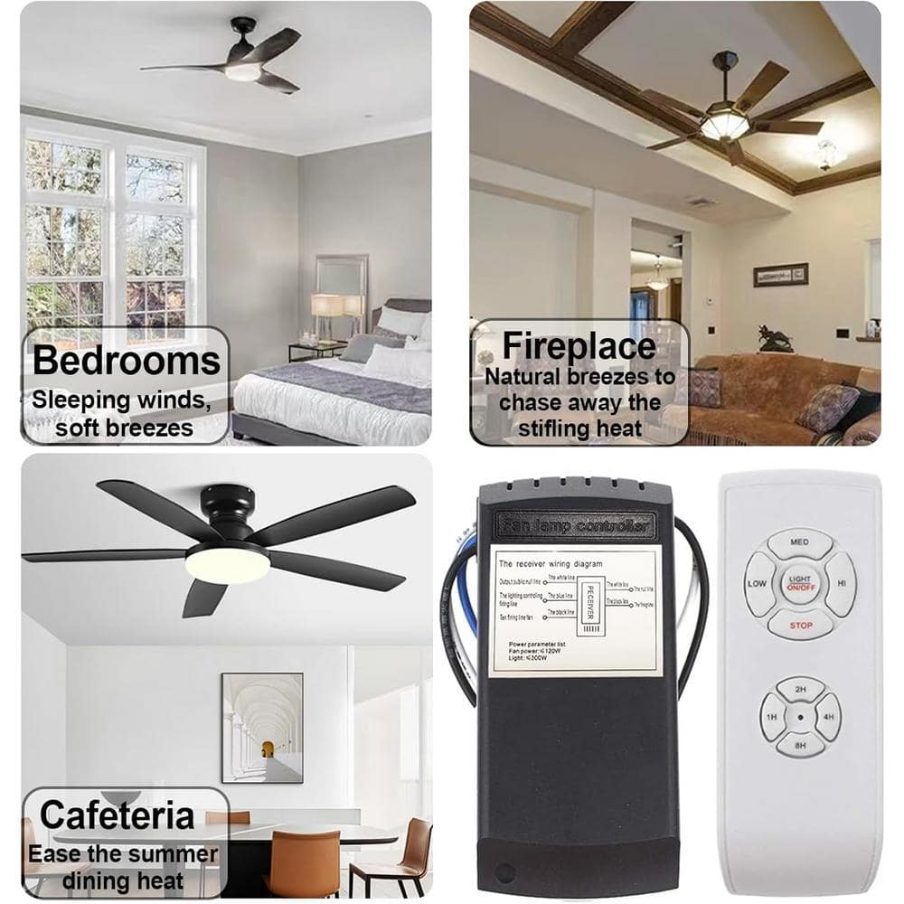 White Universal Ceiling Fan Remote Control Kit with Timer