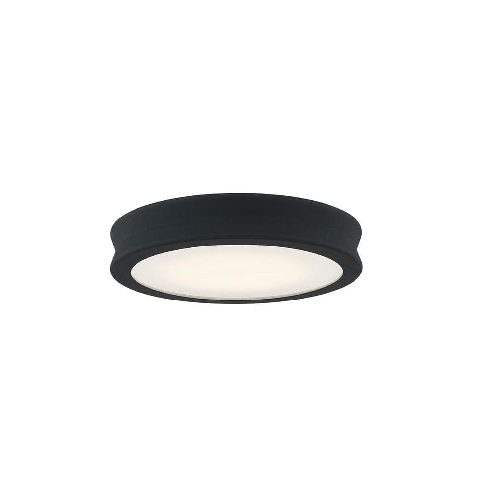 Justice Design Fusion Bevel 8.5 in. 1-Light Matte Black LED Flush-Mount with Opal Glass Shade