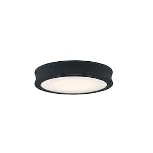 Fusion Bevel 8.5 in. 1-Light Matte Black LED Flush-Mount with Opal Glass Shade
