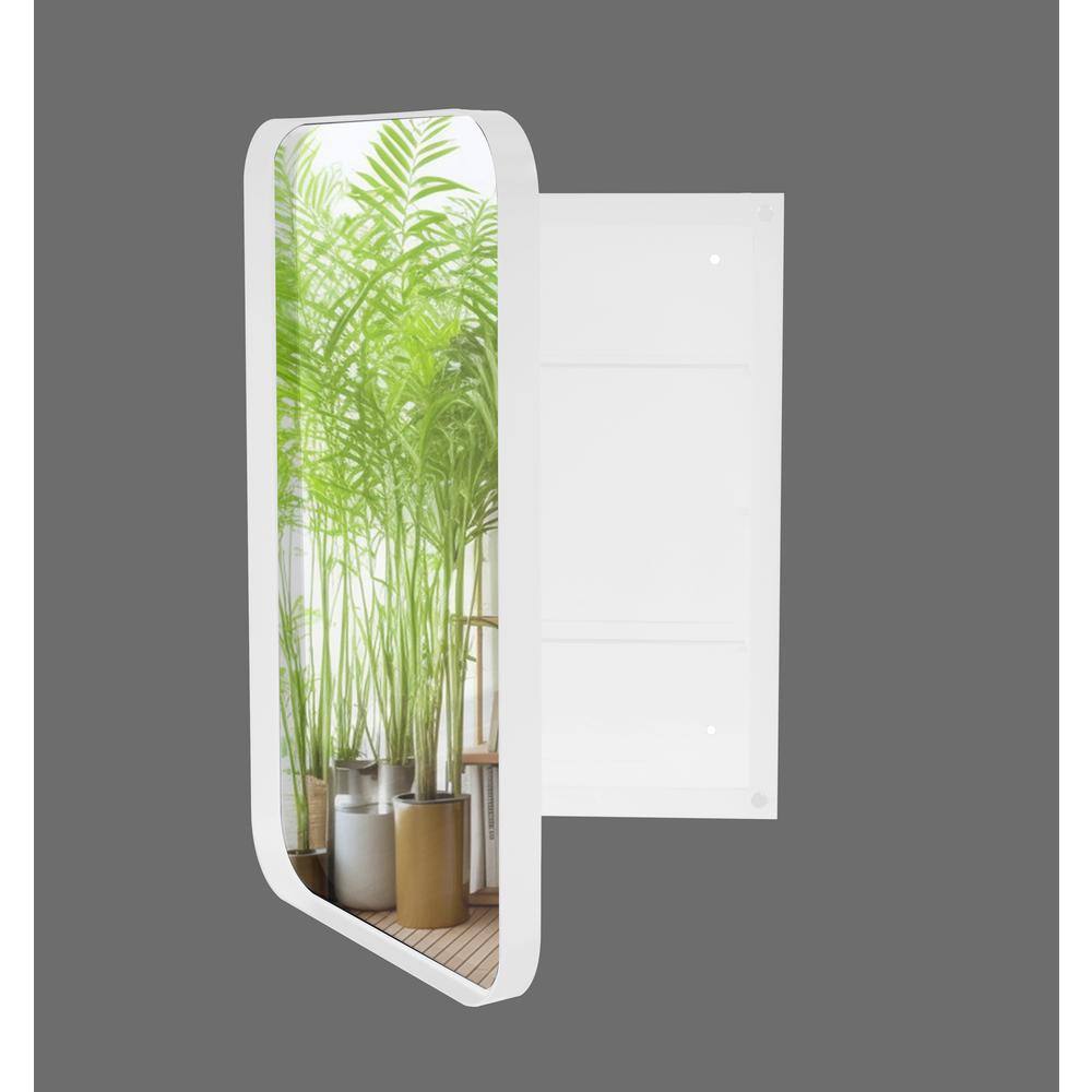 White Metal Medicine Cabinet with Mirror and Adjustable Shelves