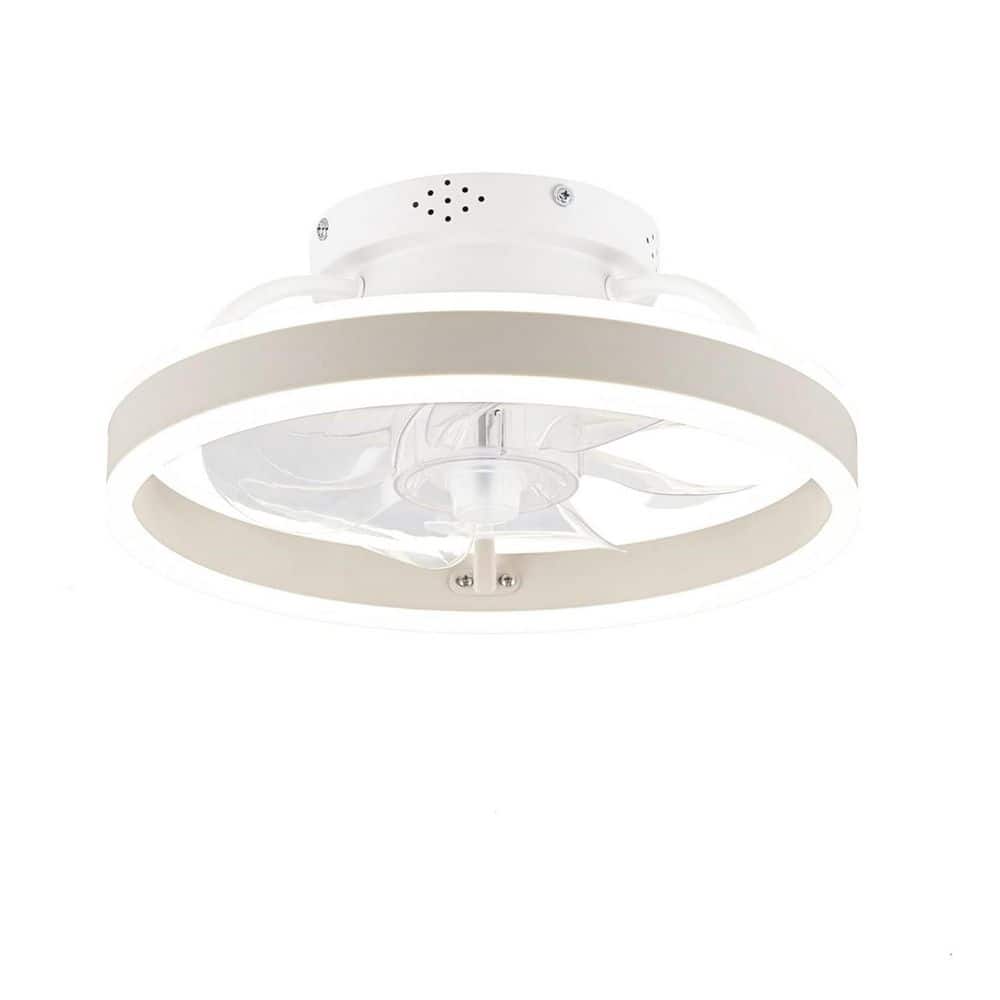 13 in. White Flush Mount Low Profile Ceiling Fan with Light and Remote Plastic Finish Dimmable LED Fandelier for Bedroom price history on PriceWatchPro
