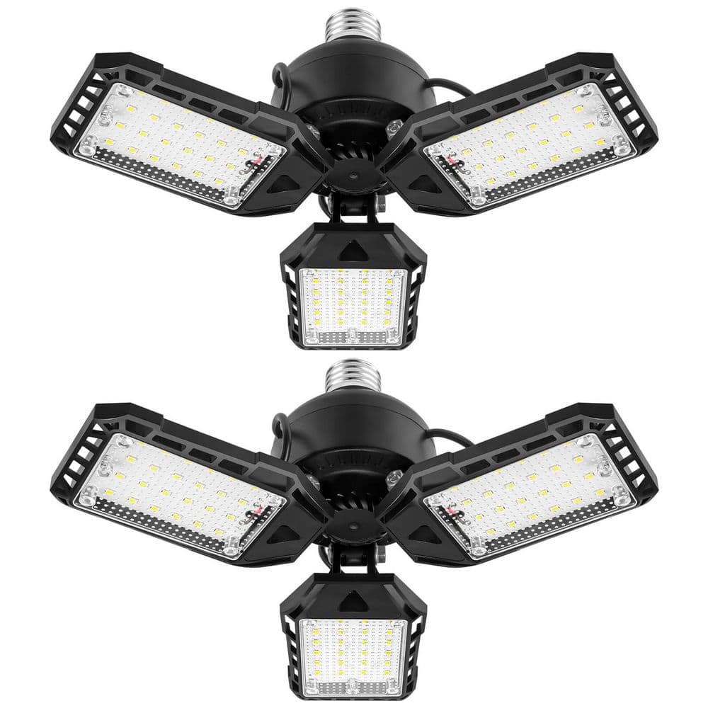 2-Pack 80W LED Garage Lights, 8000LM 6500K Deformable Shop Light with 3-Panels, E26/E27 for Garage, Warehouse, Basement price history on PriceWatchPro