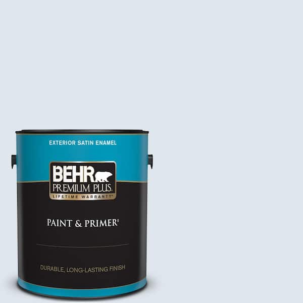 BEHR PREMIUM PLUS 1 gal. #580A-1 Fog Satin Enamel Exterior Paint & Primer