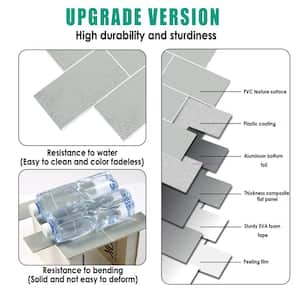 12 in. x 12 in. PVC Light Gray Peel and Stick Backsplash Subway Tiles for Kitchen (10-Sheets/10 sq. ft.)