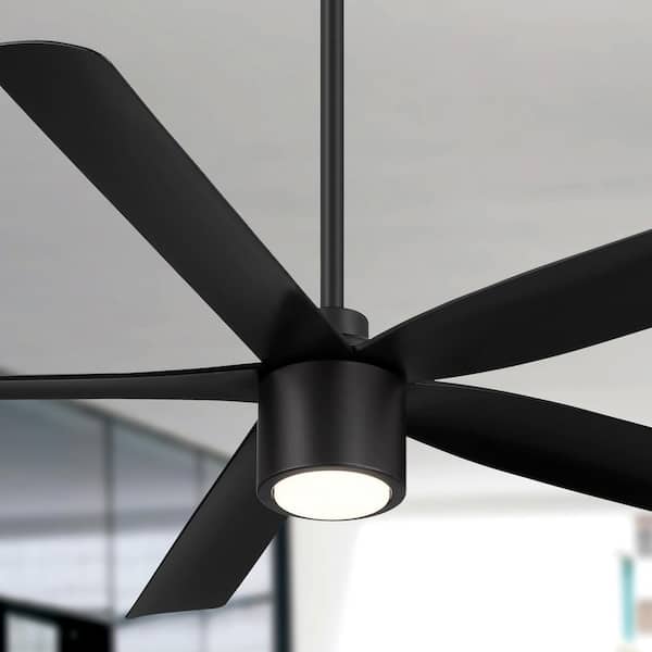 RAVIAN 5 Blade 60 in. Indoor/Outdoor Matte Black Modern Ceiling Fan with Color Select LED Light and Remote Included