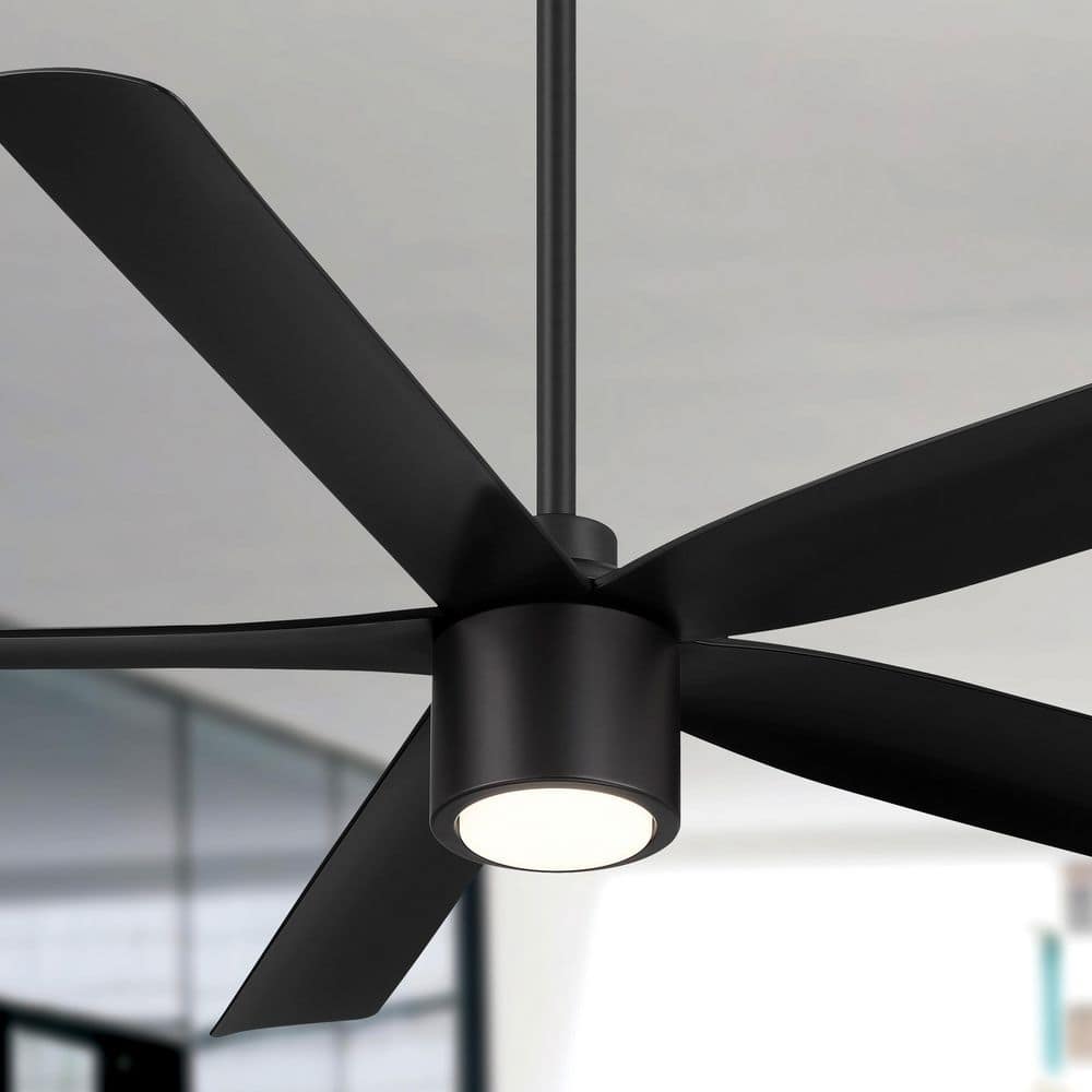 RAVIAN 5 Blade 60 in. Indoor/Outdoor Matte Black Modern Ceiling Fan with Co