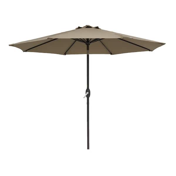Inner Decor Hess 9 ft. Steel Market Tilt Patio Umbrella in Brown without Base