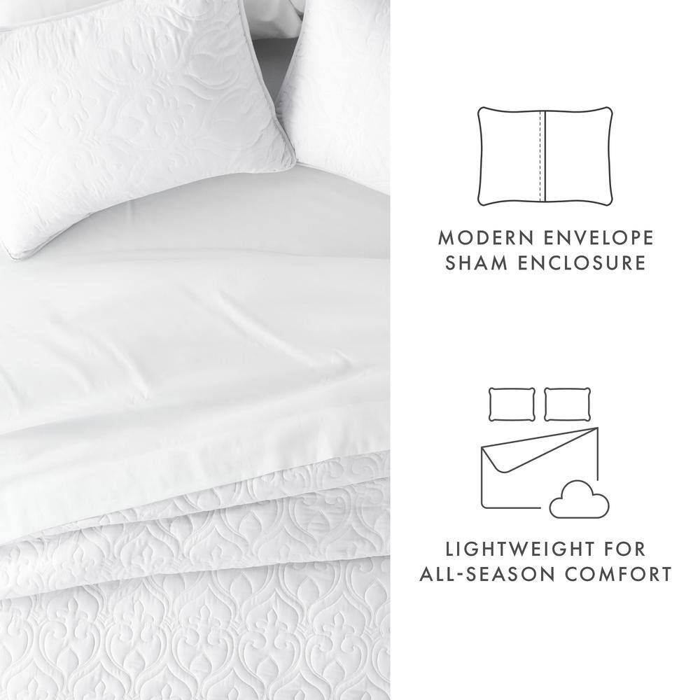 King White Microfiber Quilted Coverlet Set
