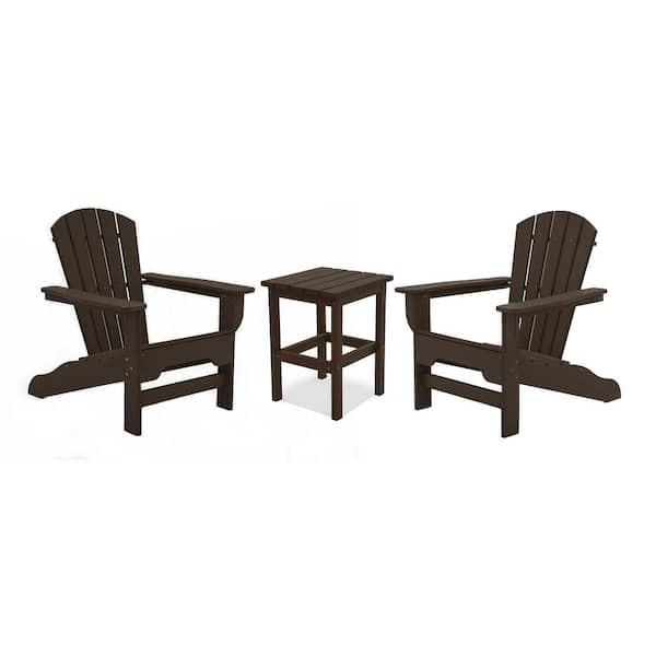 Boca Raton Chocolate 3-Piece Recycled Plastic Patio Curveback Adirondack Chat Set