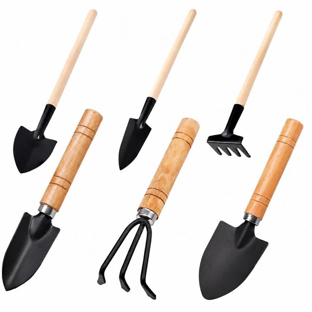 6 Piece Wood Handle Steel Shovel and Rake Set for Planting Digging Weeding Indoor Small Garden Tools Kit price history on PriceWatchPro