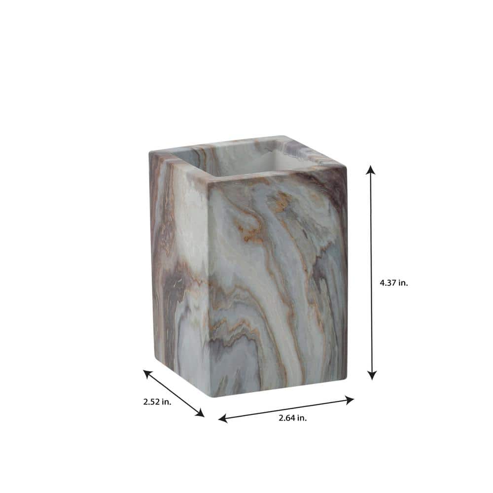 Gray and White Marble Square Bathroom Tumbler