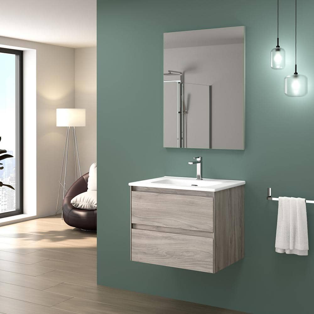 Perla 24.2'' Gray Pine Wall-Mounted Vanity