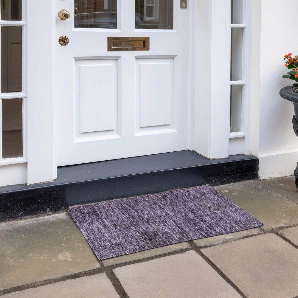 Plum Flat Woven Synthetic Indoor/Outdoor Washable Rug