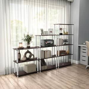 Quincy 58.2 in. Tall Espresso Engineered Wood Wide 5-Shelf Modular Bookcase with Support Rods