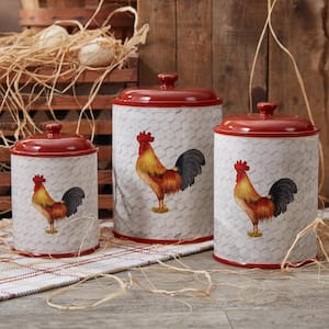 Break Of Day Rooster Stoneware Ceramic Canister Set