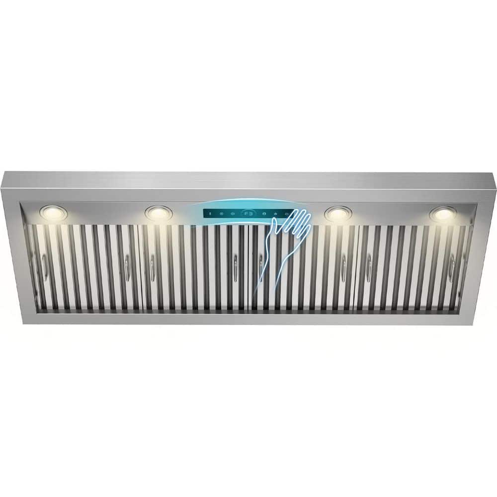 48 in. 1500 CFM Ducted Insert Range Hood in Stainless Steel with 4-Speed Fan and Gesture Control