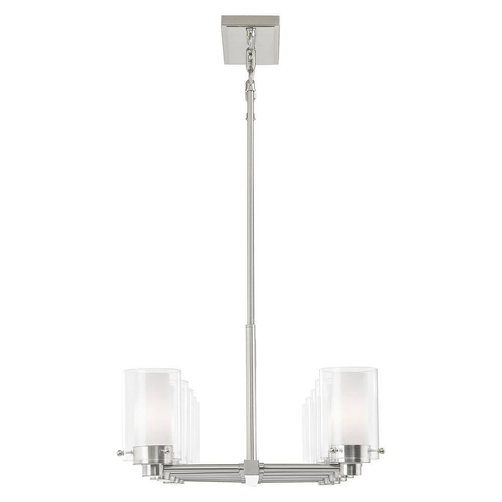 Manhattan Brushed Nickel 10-Light Chandelier with Clear Glass Shades