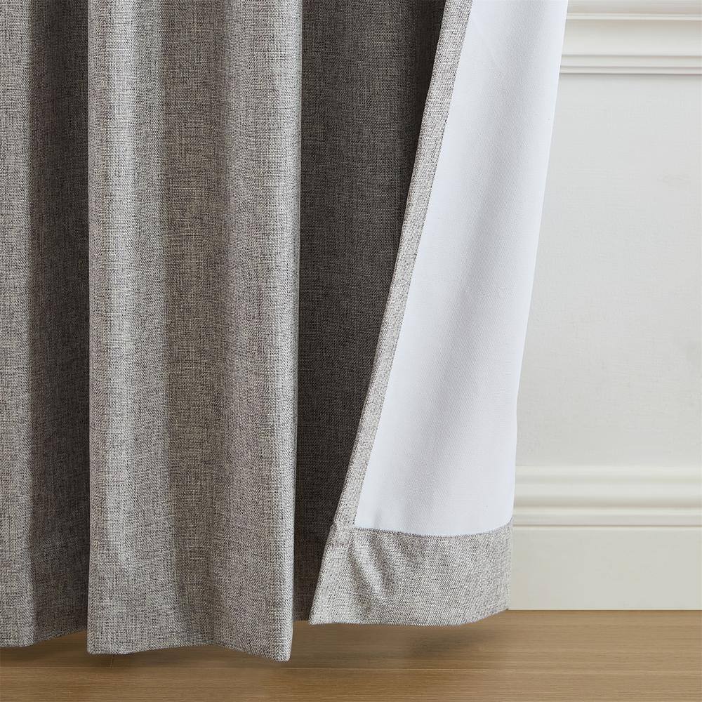Gray Linen-Textured Blackout Pleated Window Panel