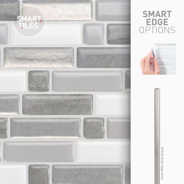 smart tiles Crescendo Agati 9.73 in. W x 9.36 in. H Gray Peel and Stick Decorative Mosaic Wall Tile Backsplash (4-Pack) smart tiles Crescendo Agati 9.73 in. W x 9.36 in. H Gray Peel and Stick Decorative Mosaic Wall Tile Backsplash (4-Pack)